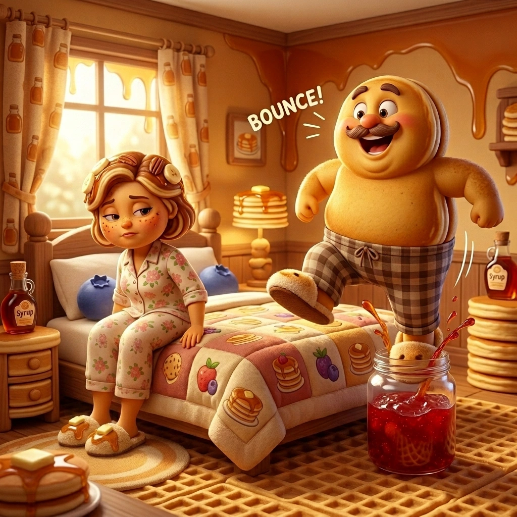 Alarm buzzing in pancake bedroom