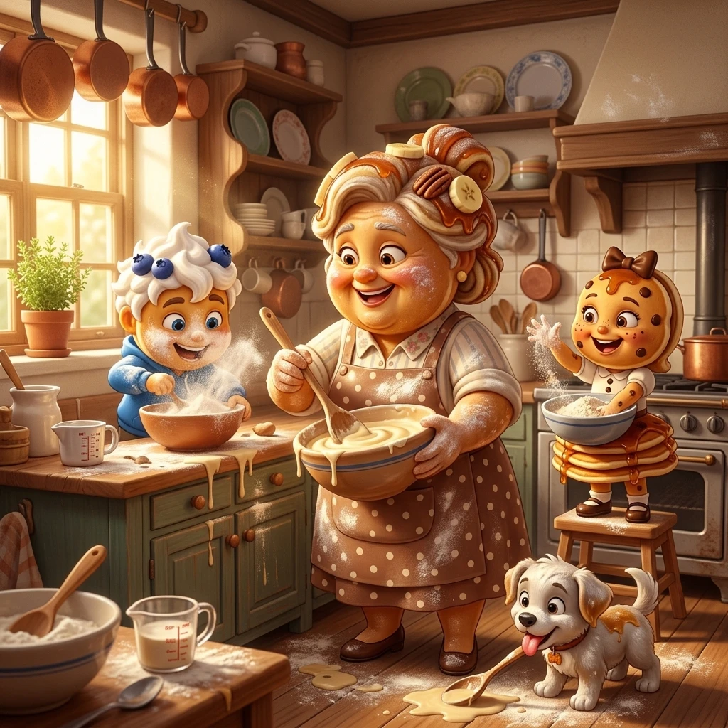 Busy pancake family morning