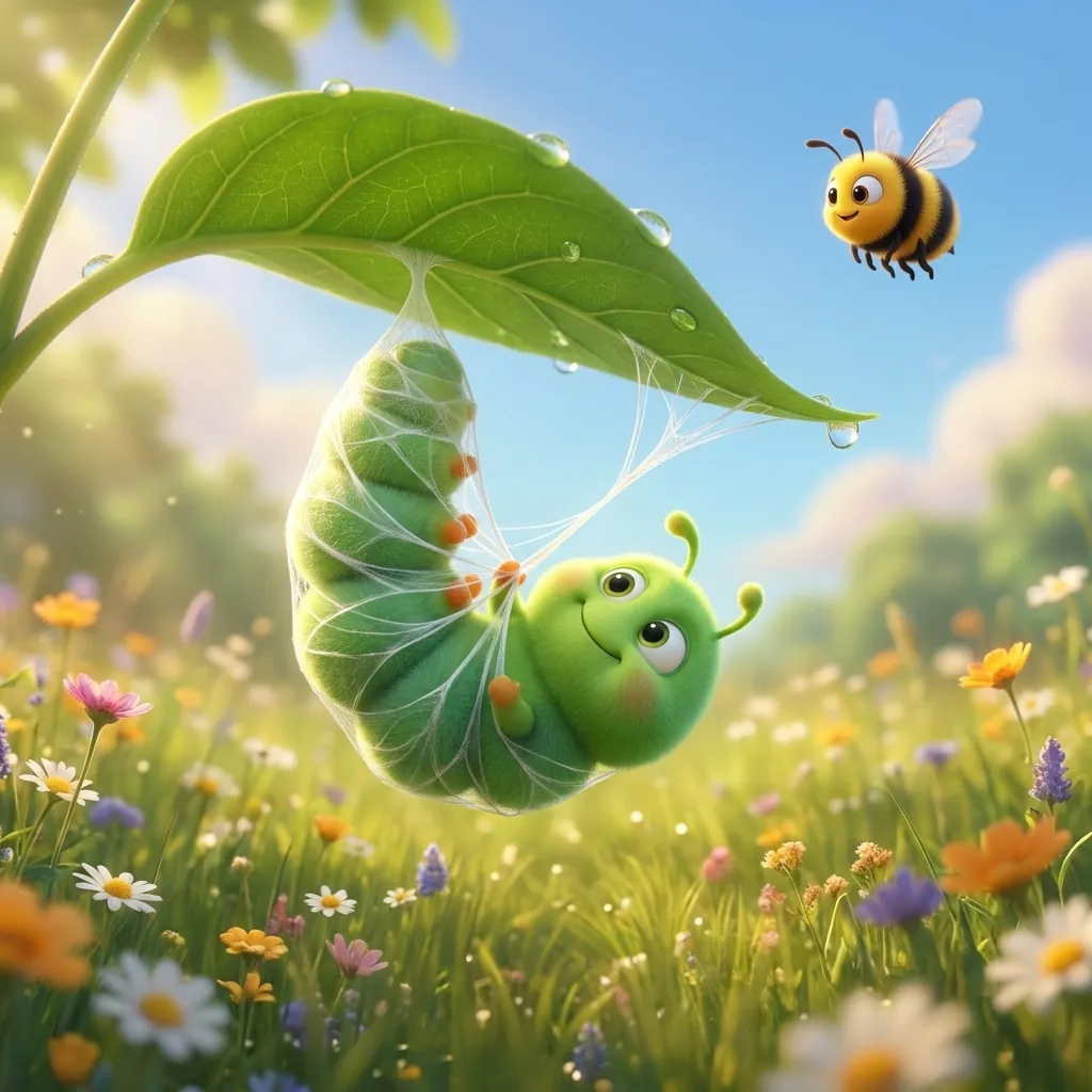 Caterpillar spinning a chrysalis