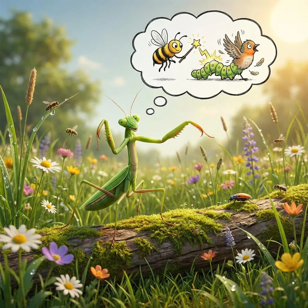 Mantis imagining Caterpillar turning into a bird