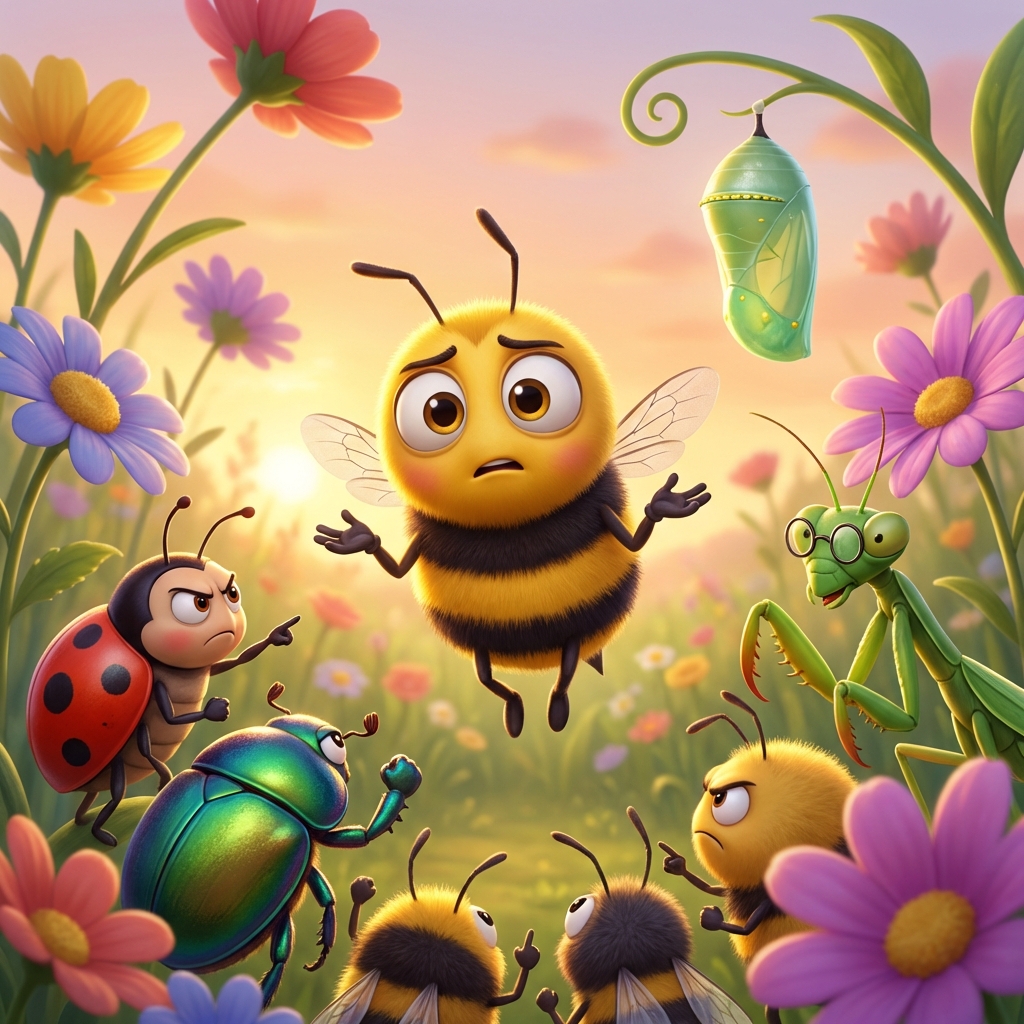 Bee looking baffled by the crowd
