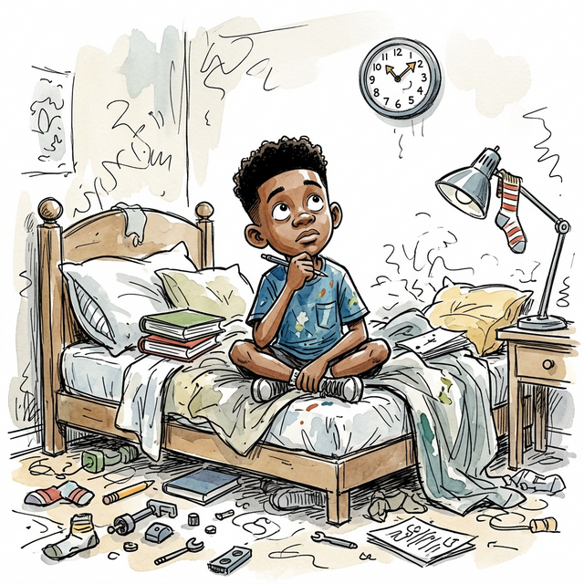 Aion thinking in his room