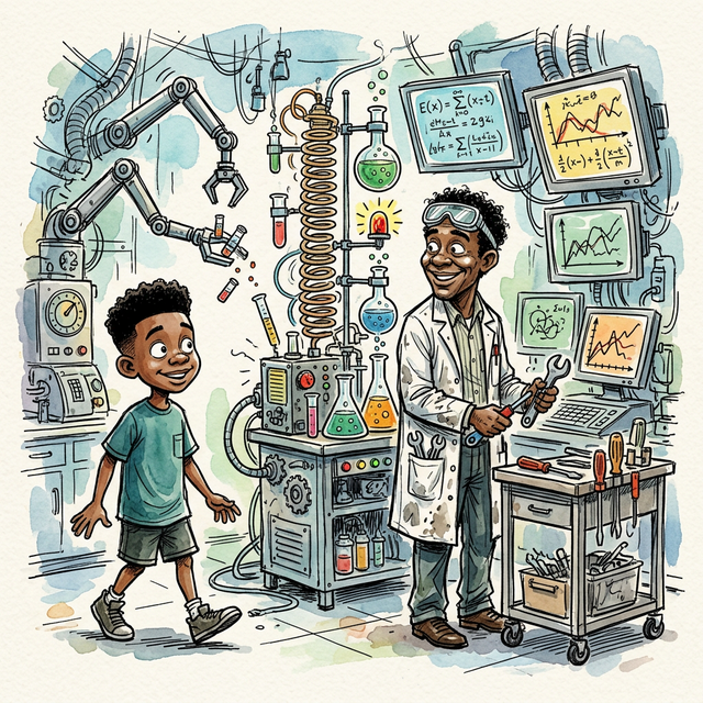 Dad's high-tech scientist lab